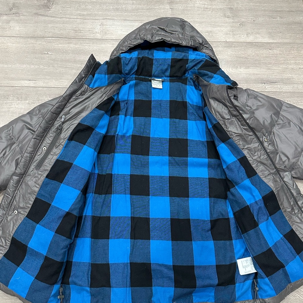 Nike Sportswear Large Puffer Jacket Coat Flannel Lined Gray Blue Down Goose - Picture 5 of 9